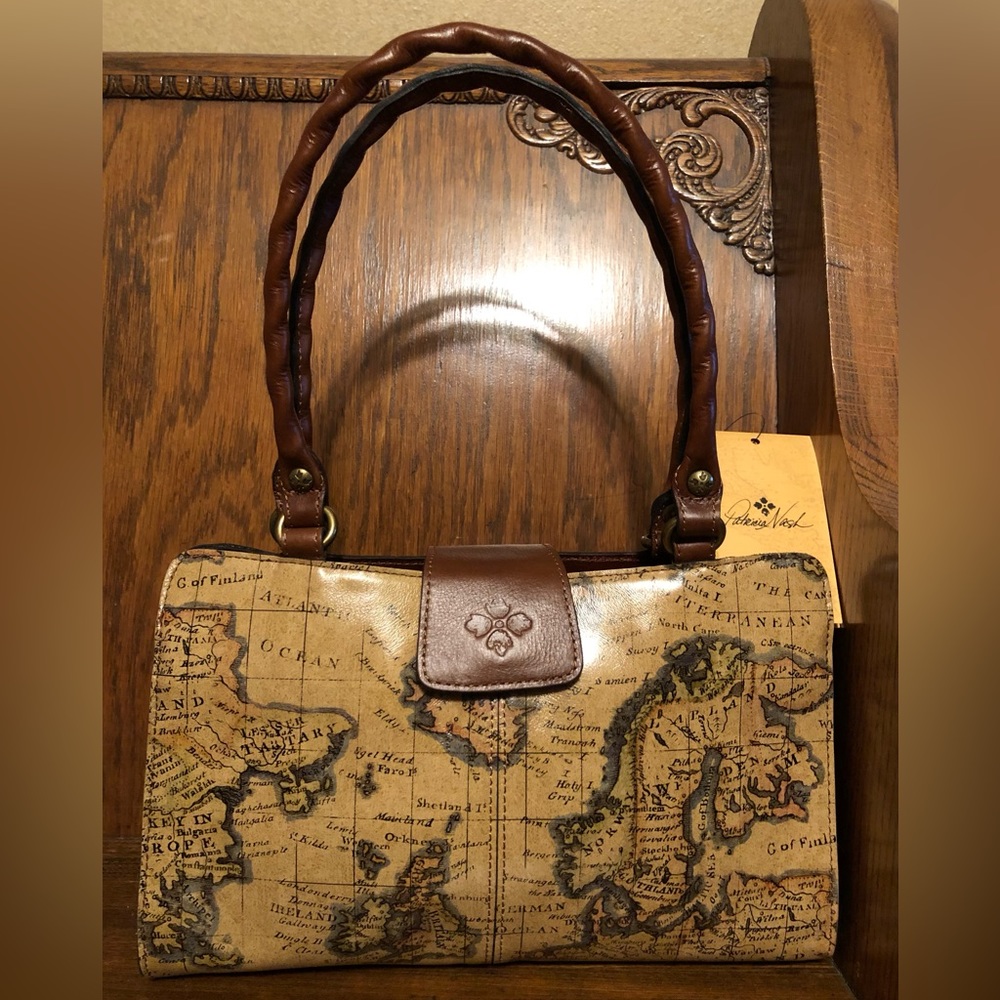 NWT-Patricia Nash-European Map-Rienzo Satchel-Dust Bag-$249